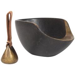 Massive Mid-Century Brass Ashtray by the Aubock Workshop, Vienna, 1950s