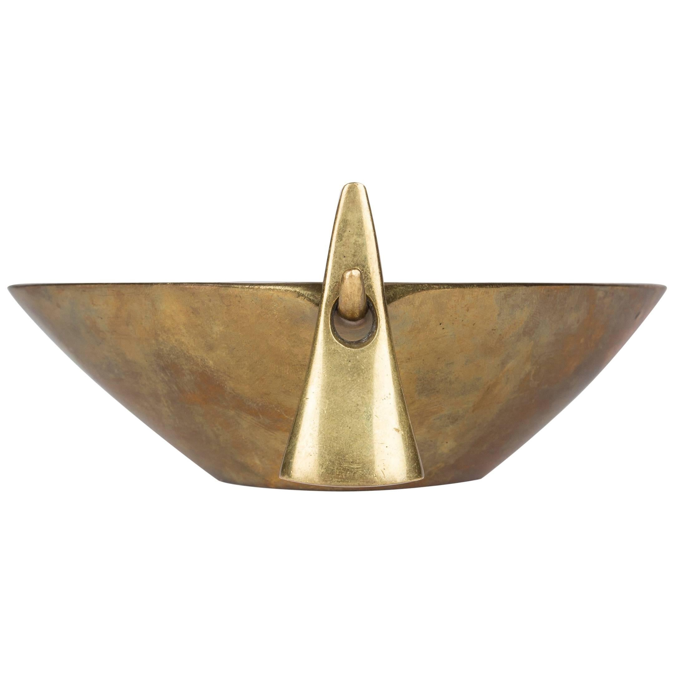 Massive Brass Ashtray with Snuffer, Amrked Auböck, Vienna, 1950s For Sale