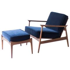 Ib Kofod Larsen Lounge Chair and Ottoman for Selig