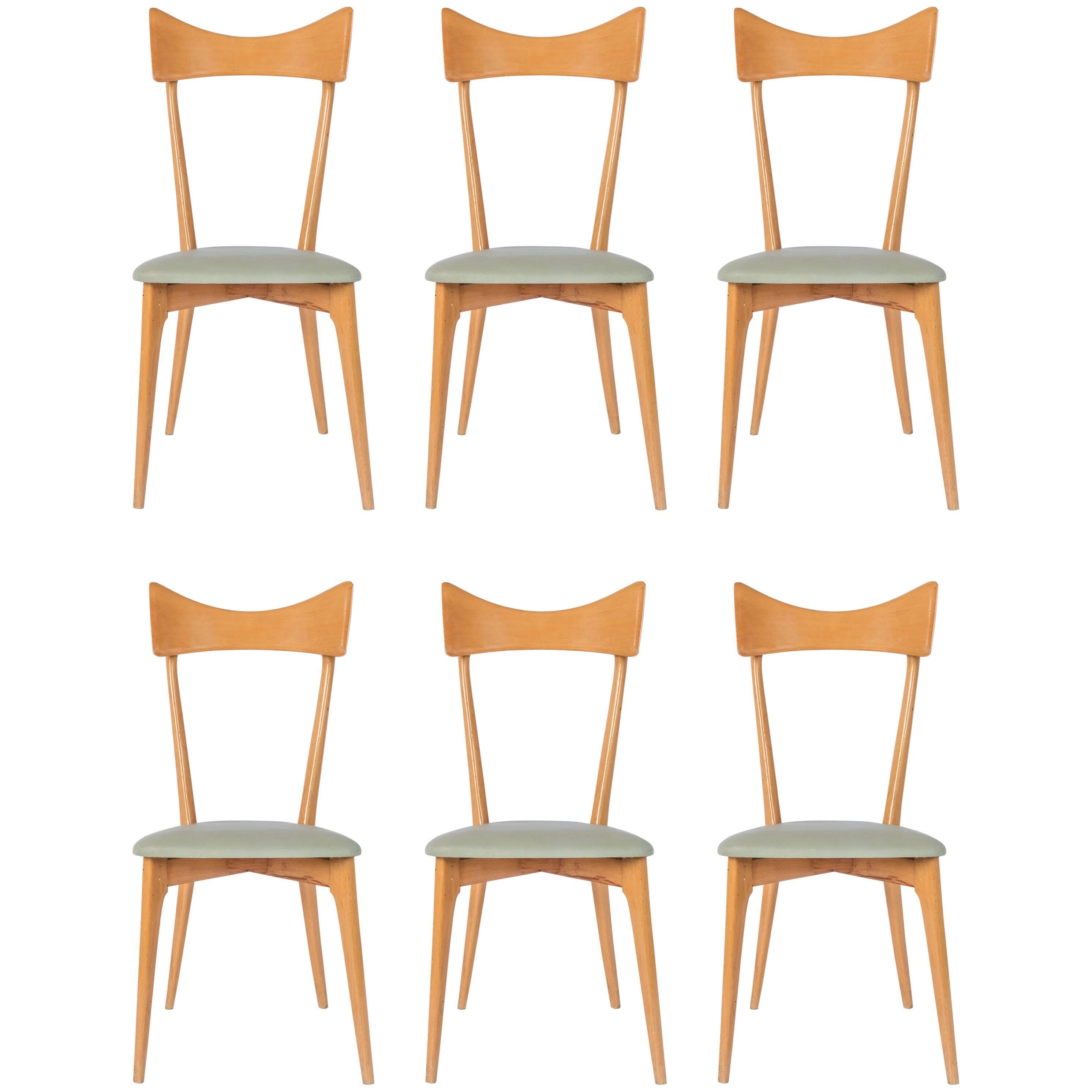 Set of Six Ico Parisi Dining Chairs For Sale