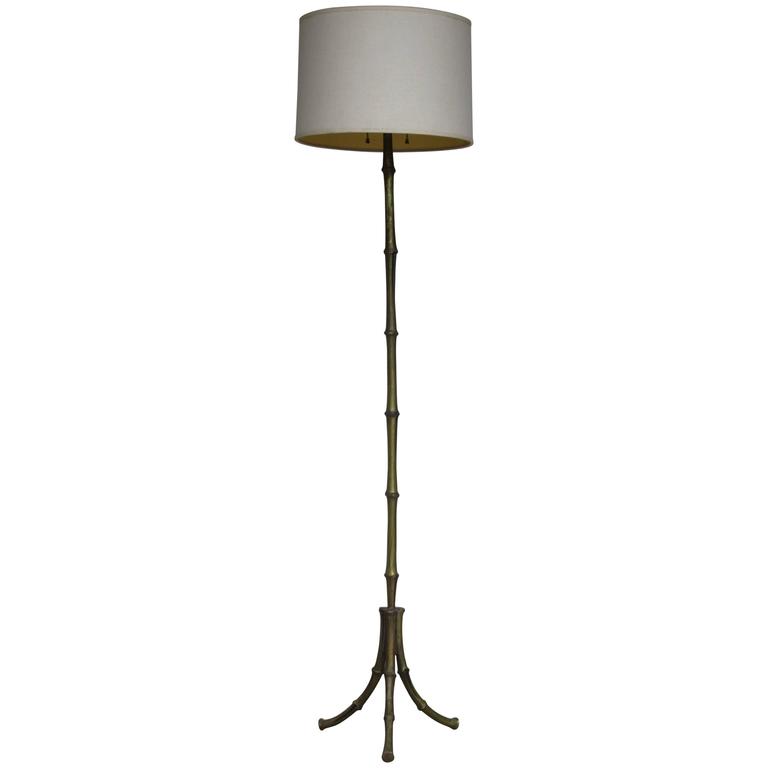 1940 S French Faux Bamboo Bronze Floor Lamp