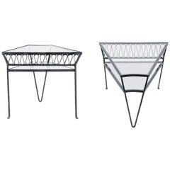 Retro Maurizio Tempestini Wrought Iron and Glass "Scherzo" Tables for Salterini, Pair