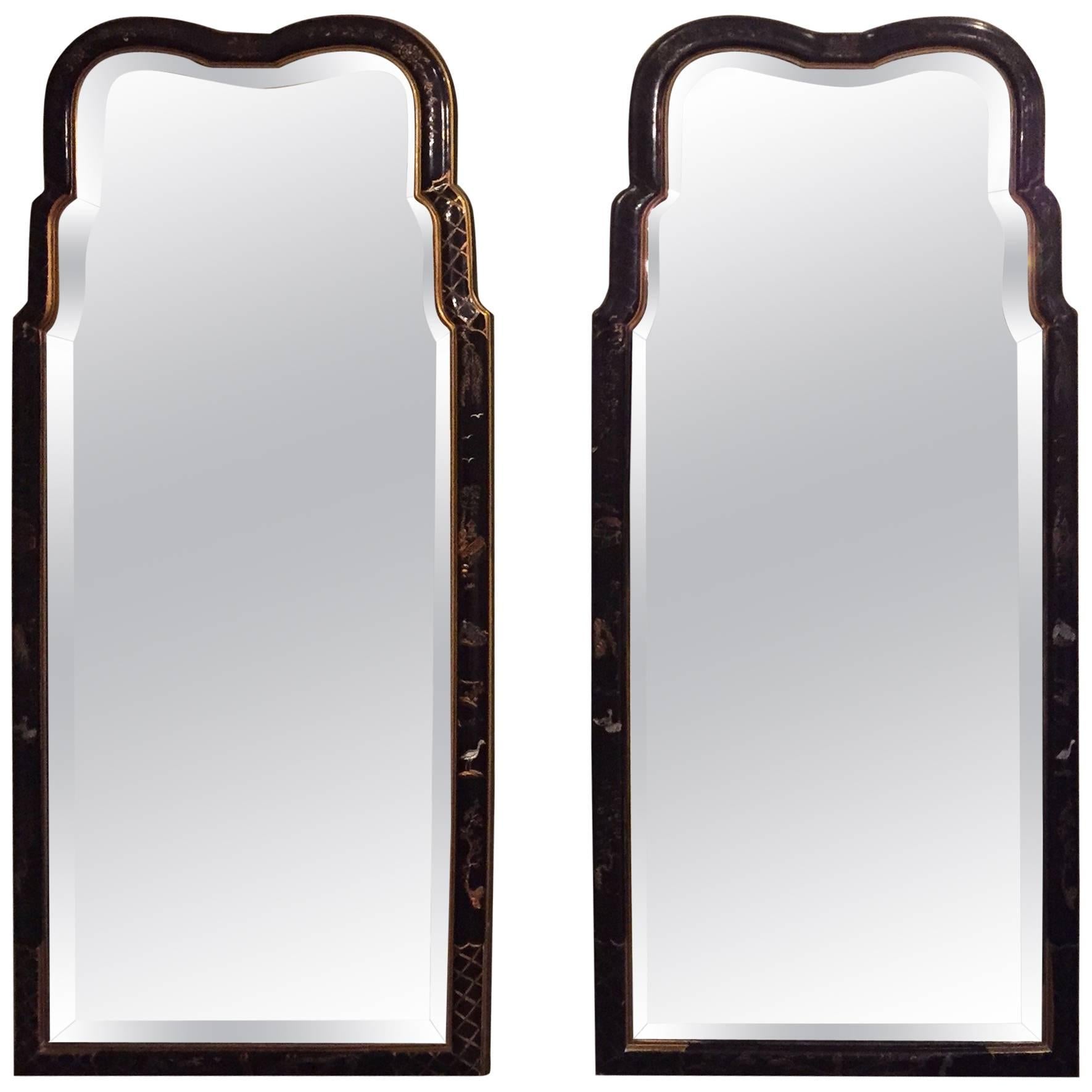 Pair of Drexal Chinrosiere Decorated Console or Pier Wall Mirrors