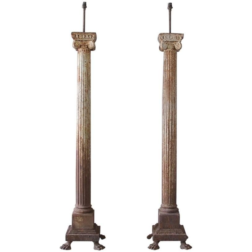 Pair of 19th Century Architectural Column Lamps