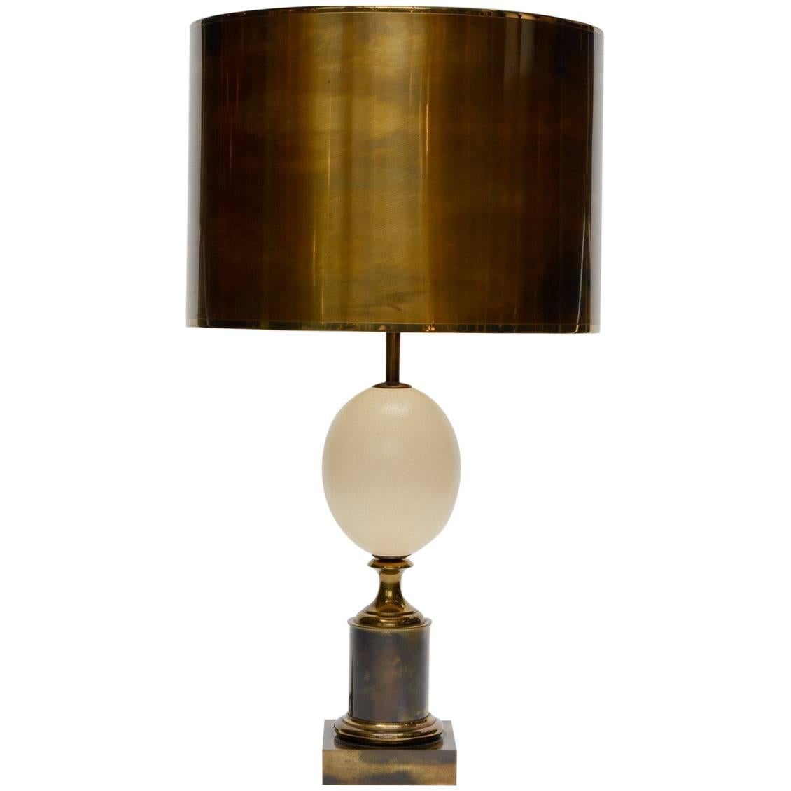Maison Charles Patinated Brass and Ostrich Egg Table Lamp