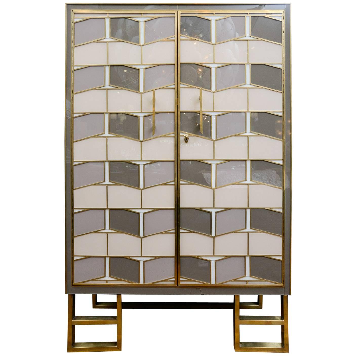 Mirror and Brass Cabinet