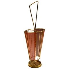 Brass and Metal Umbrella Stand, 1950s