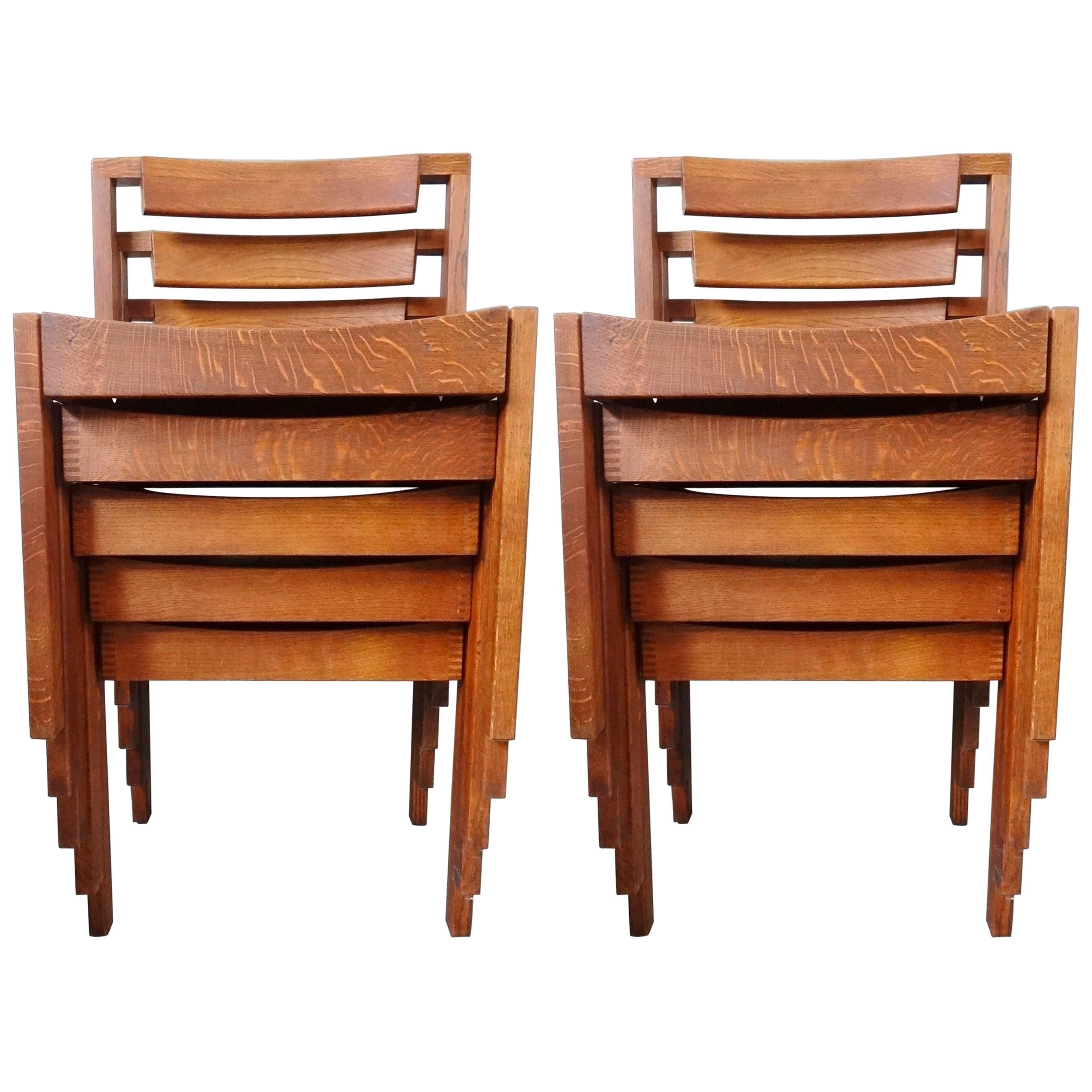 Gordon Russell Mid-Century Modern Cotswold School Arts & Crafts Ten Oak Chairs For Sale