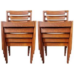 Used Gordon Russell Mid-Century Modern Cotswold School Arts & Crafts Ten Oak Chairs