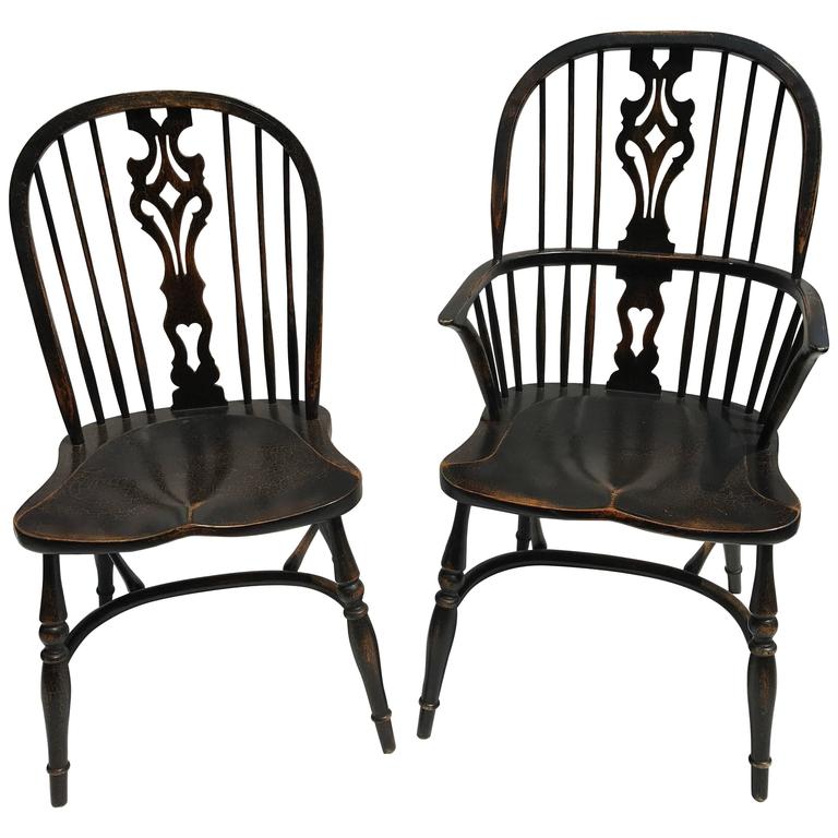 Black Crackle Reproduction Armchair For Sale