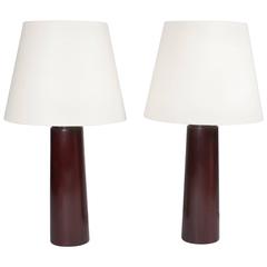 Pair of Solid Polished Mahogany Table Lamps, American, 1950s 11