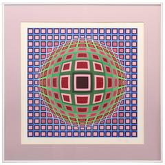 Signed Victor Vasarely Silkscreen Print, 307/325, 1970 1