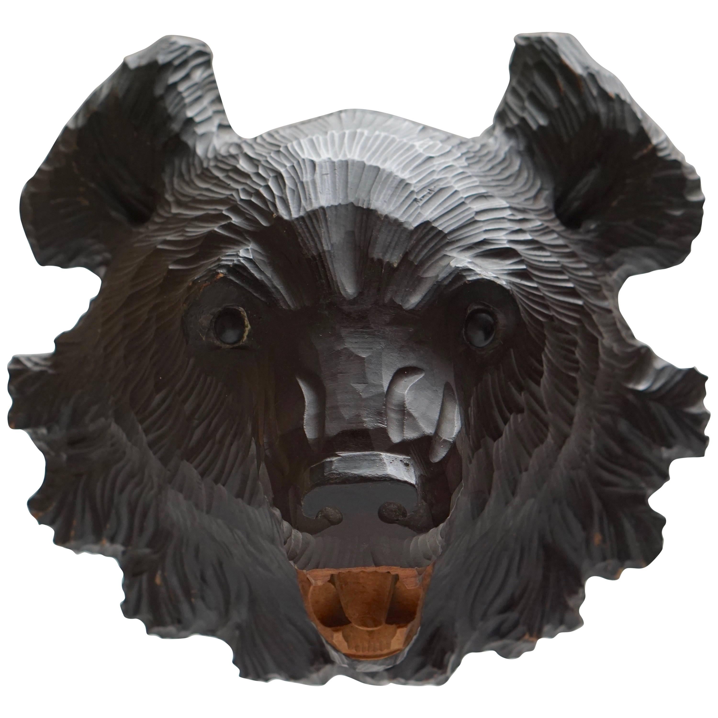 Hand-Carved Wooden Black Forest Bear