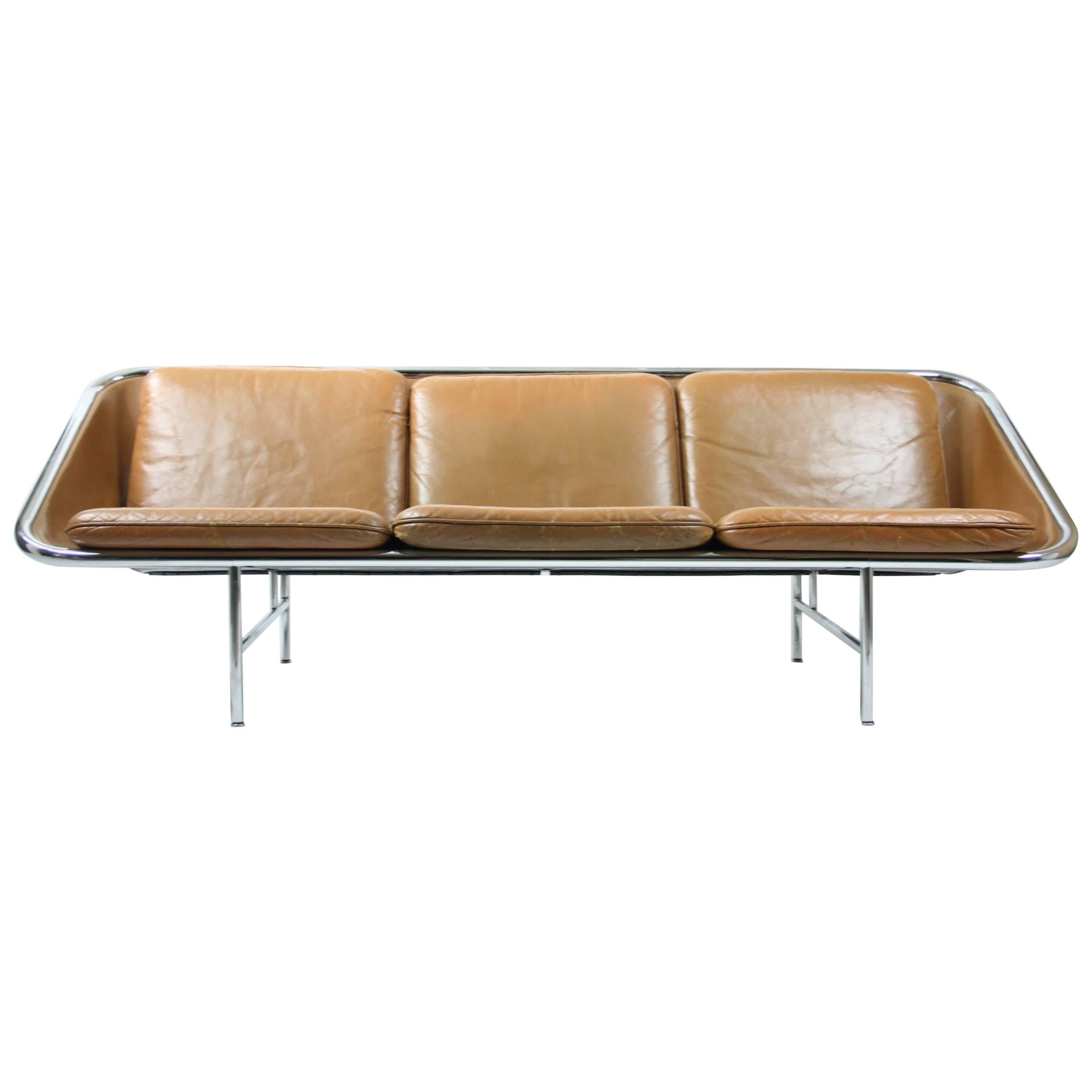 George Nelson Sling Sofa in Brown Leather for Herman Miller