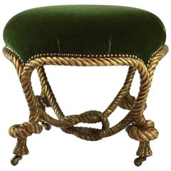 Fournier Style Napoleon III Gilt Rope Ottoman, circa 1860