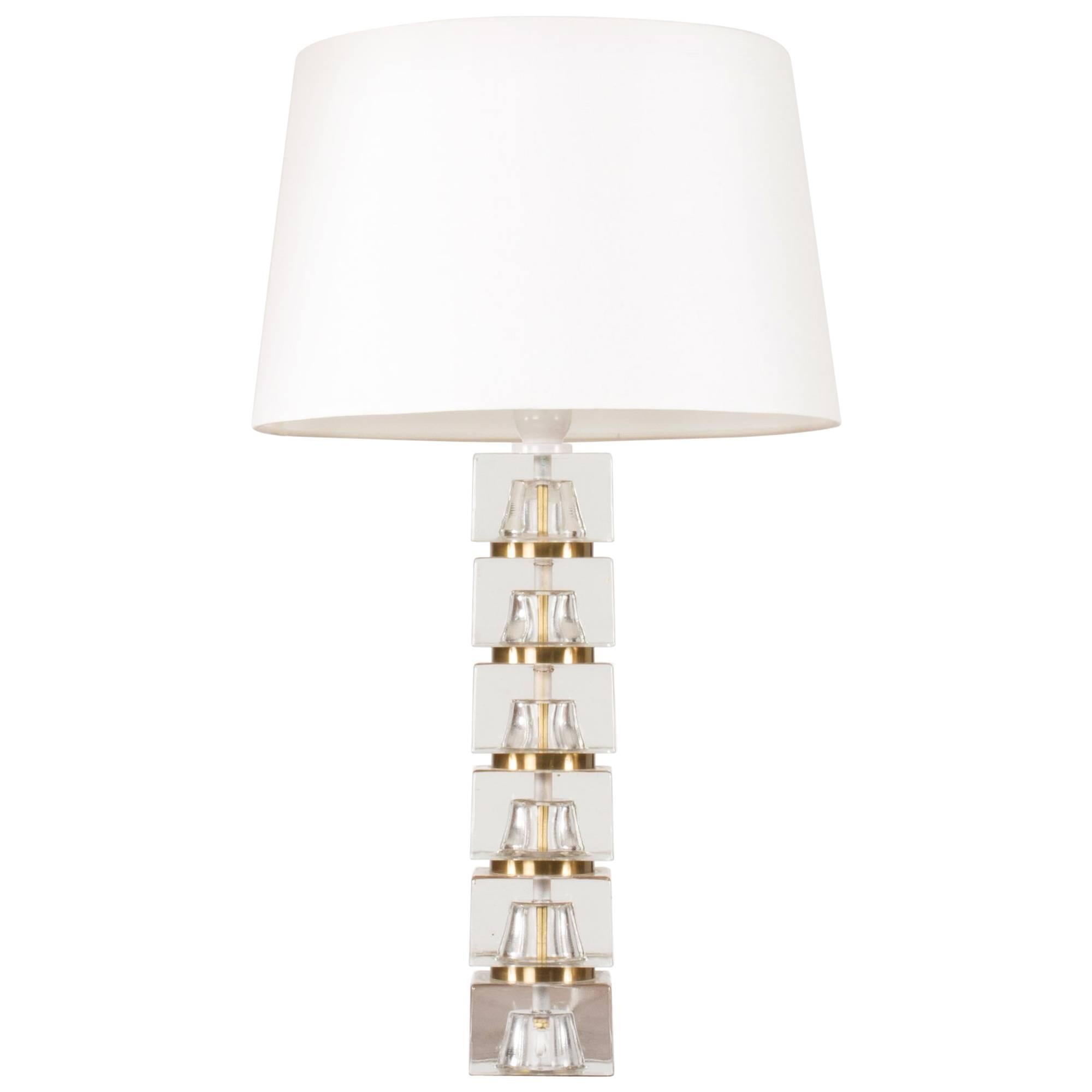 Swedish 1960s Crystal Table Lamp