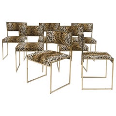 Set of Seven Gilt Brass Chairs by Willy Rizzo, 1970