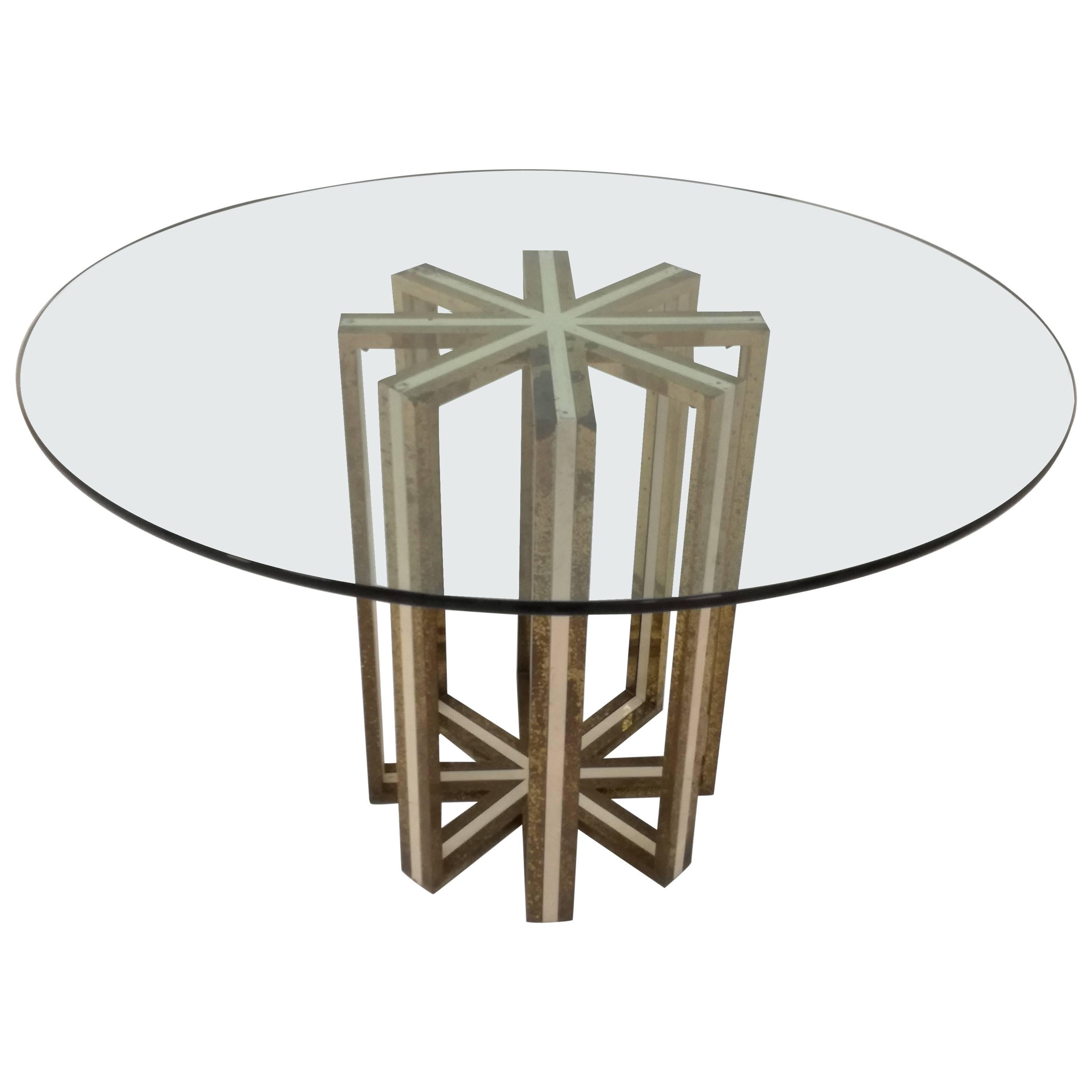 Nucci Valsecchi Round Table with Glass Top For Sale