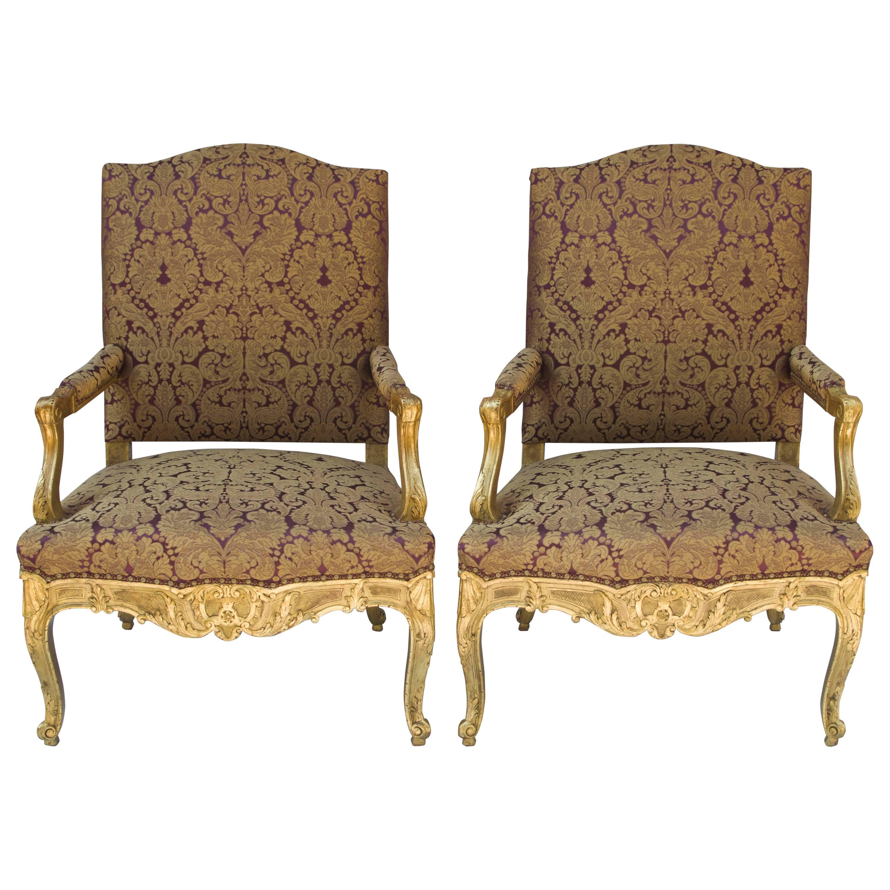Pair of Great French Regence Style Armchairs