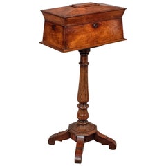 Antique English Regency Tea Poy Caddy on Stand Fine Rosewood, circa 1820