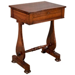 Antique Work Box Desk Side Table English Regency Period Rosewood, circa 1820