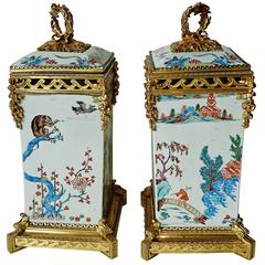 Antique Pair of Japanese Kakiemon Vases, circa 1710 with French Gilt Bronze Mounts