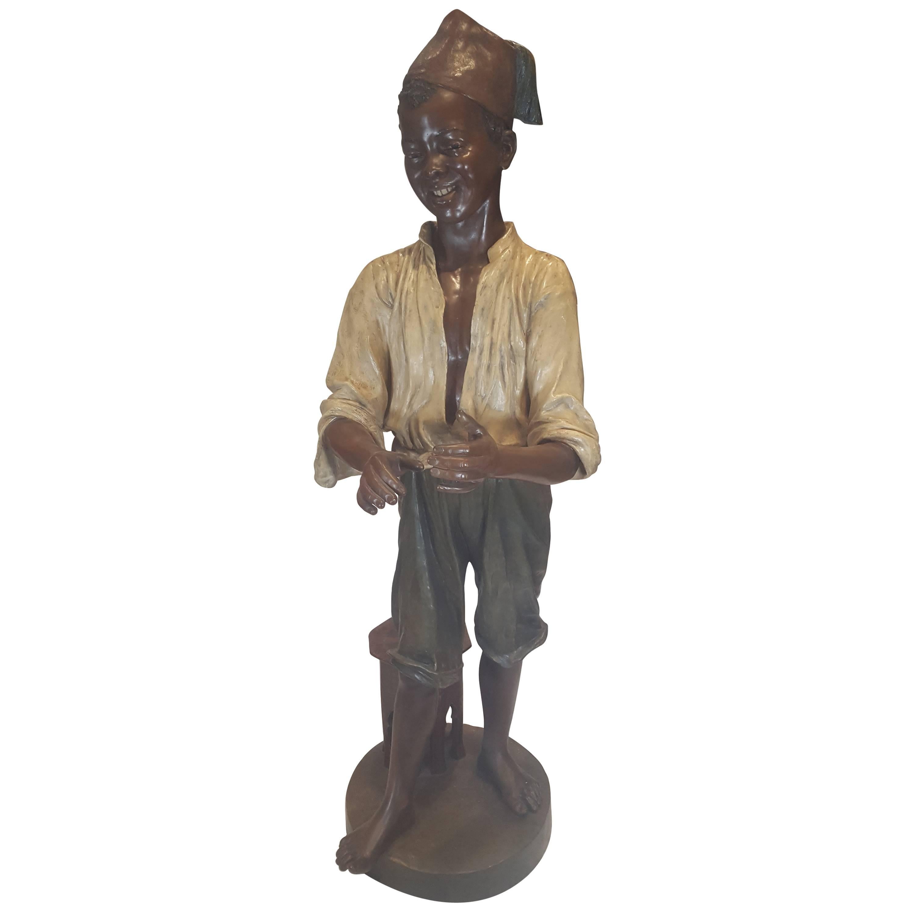 Late 19th Century Terracotta Figure of a North African Boy by Goldscheider For Sale