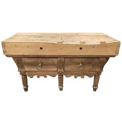 French 19th Century Antique Butchers Block Table 6