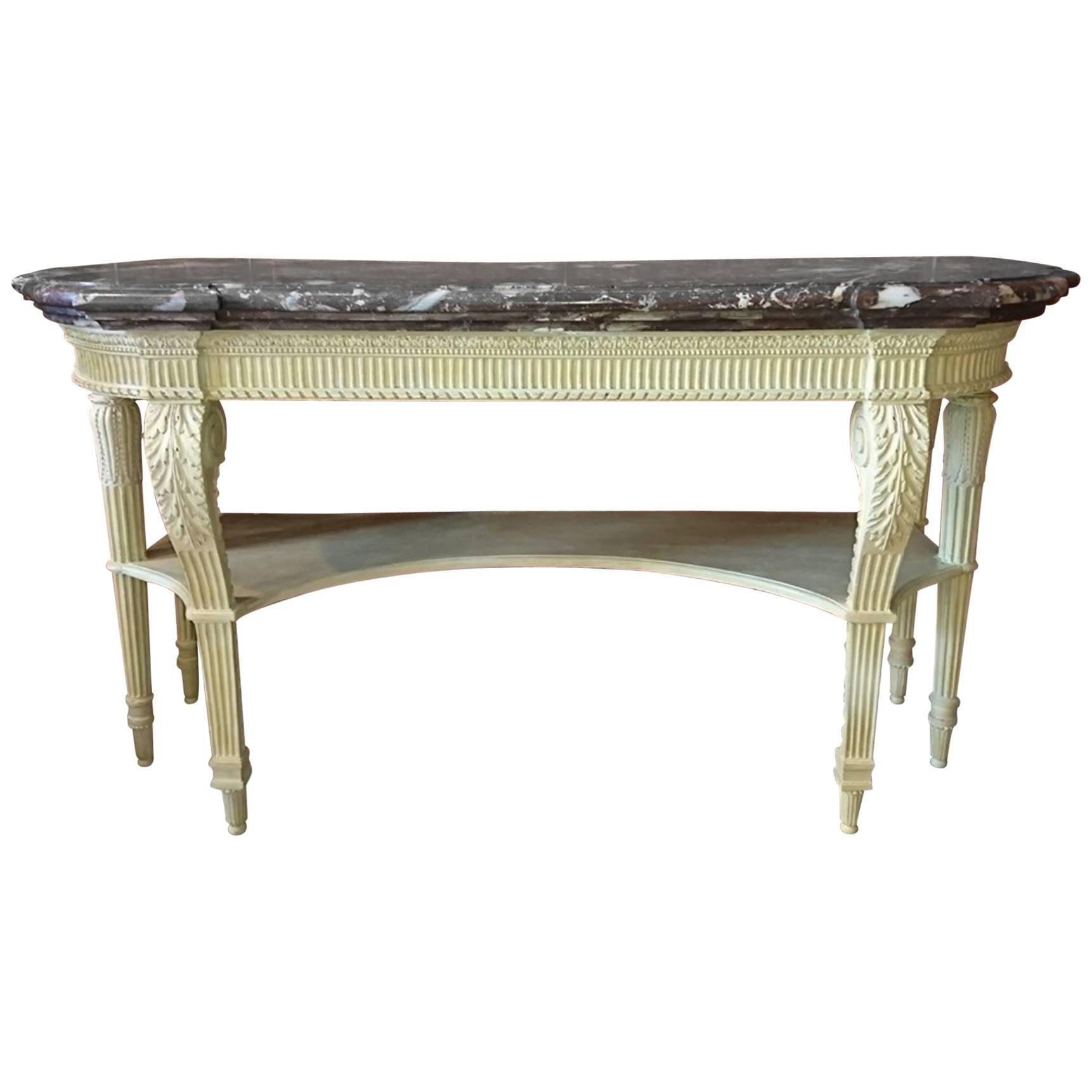 French Louis XVI Period Carved & Painted Wood Console Table, Attributed G. Jacob For Sale