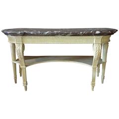 French Louis XVI Period Carved & Painted Wood Console Table, Attributed G. Jacob