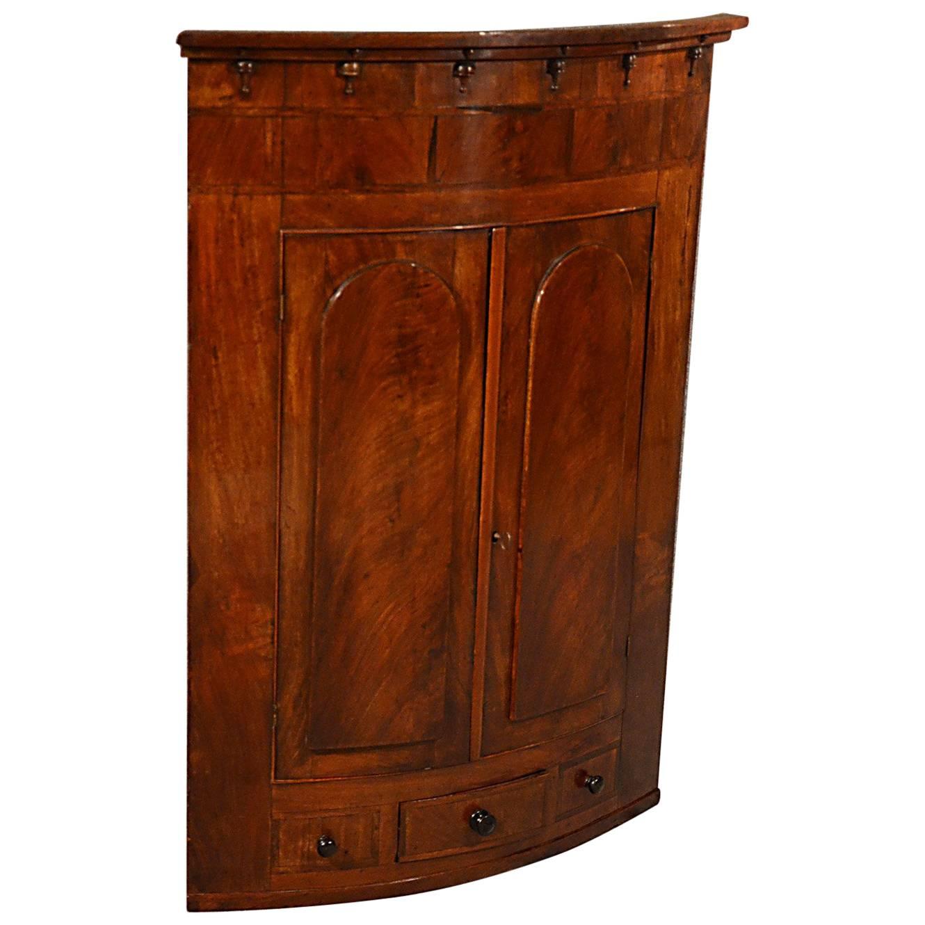 Bow Corner Cupboard Quality English Display Cabinet Fine Mahogany, circa 1830