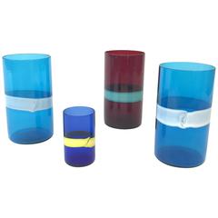 Vintage Fulvio Bianconi, Set of Four, Verticale, Venini Label, 1950