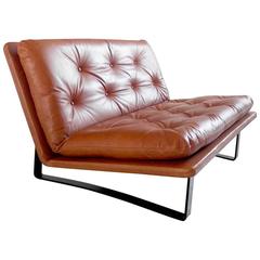 Loveseat by Kho Liang Ie in Cognac Leather for Artifort, the Netherlands, 1968
