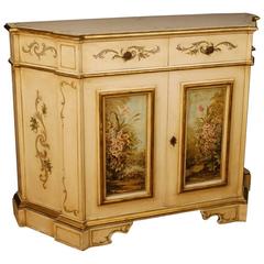 20th Century Venetian Lacquered Sideboard with Floral Decorations