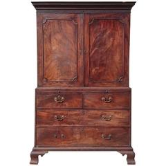 18th Century Cuban Mahogany George III Period Antique Linen Press Wardrobe 9
