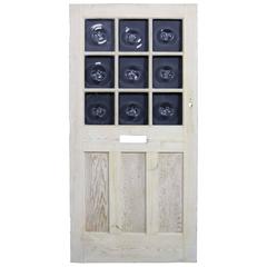 Early 20th Century Pine Front Door with Bullseye Glass Panes 7