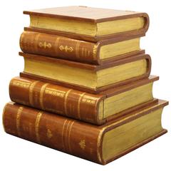 Stacked Leather Book Form End Table