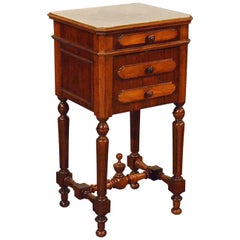 Antique Small Cabinet Side Table Bedside Cupboard French Walnut, circa 1900