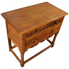 Antique Oak Chest of Drawers Side Table Quality Quarter Sawn English, circa 1930 11