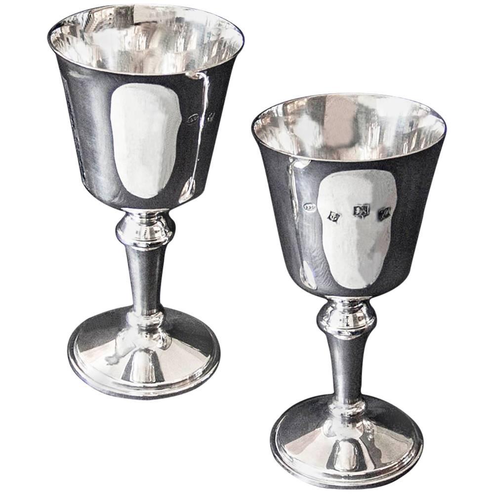 Pair of Sterling Silver Wine Goblets