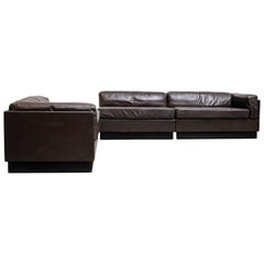 Jan des Bouvrie Custom Long Leather Sectional Sofa