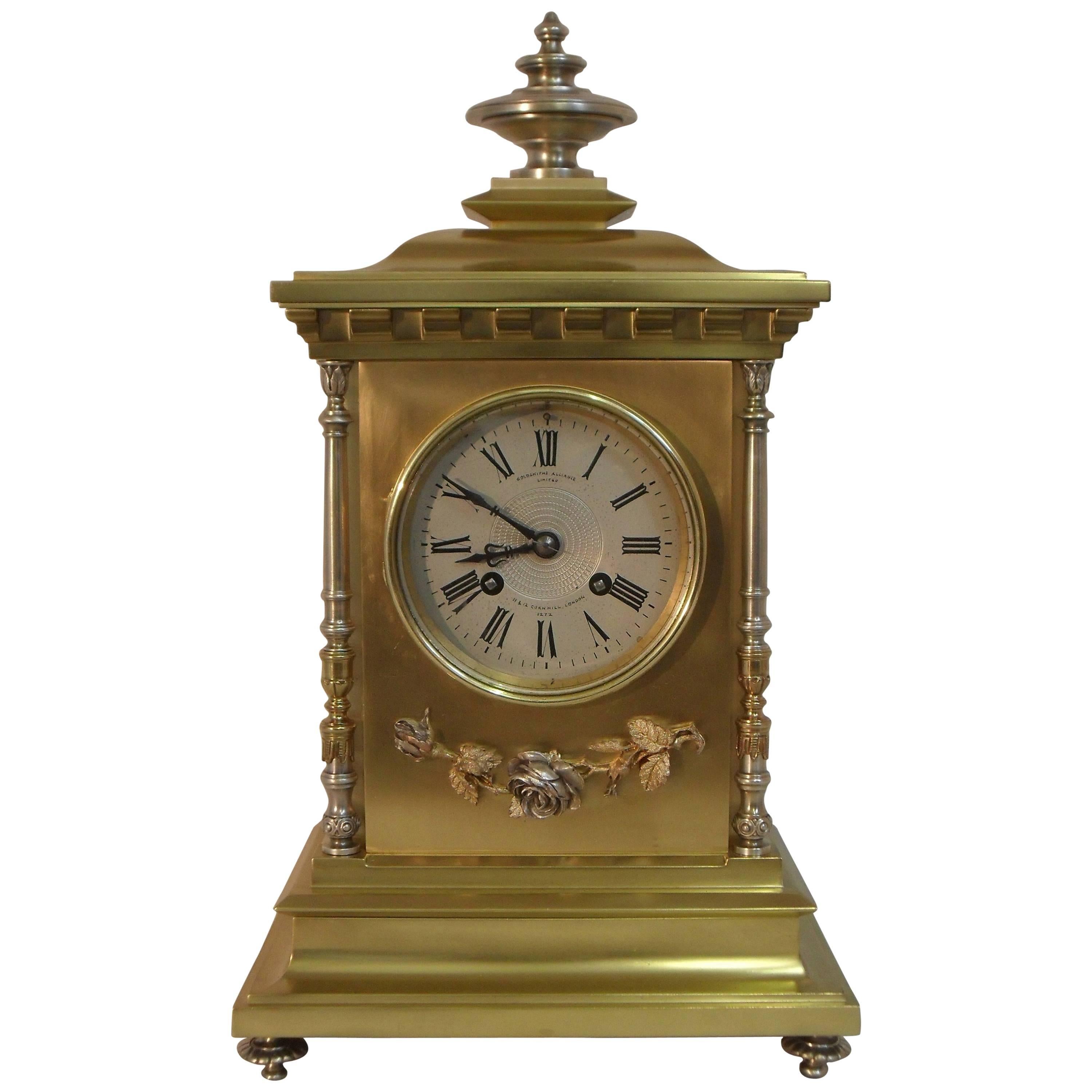 French 19th Century Brass and Gilt Mantel Clock