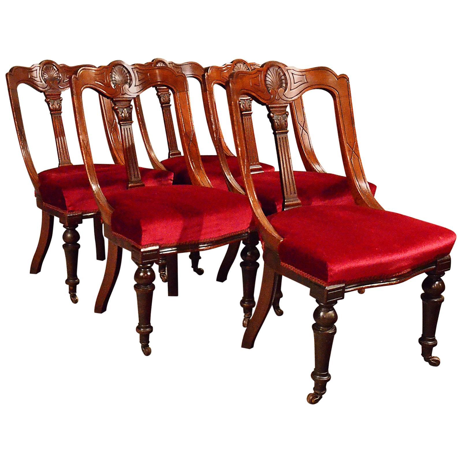 Antique Dining Chairs Set of Five Quality Mahogany Victorian Aesthetic Period