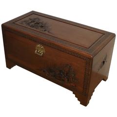 Oriental Carved Camphor Wood Chest