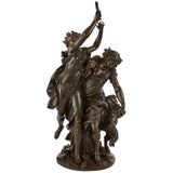 Groupe sculptural français ancien de Bacchanalia en bronze patiné d'après Clodion