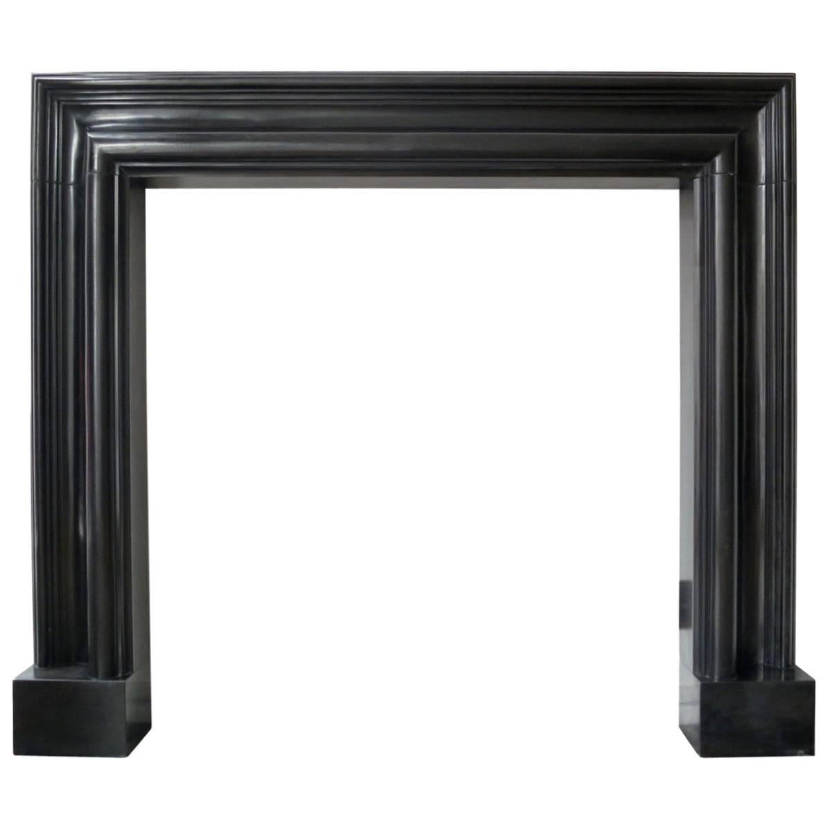 Marmorea English  Style Black Marble Bolection Fireplace Mantle For Sale