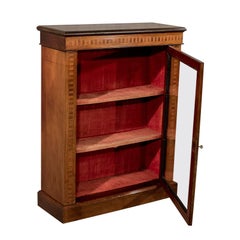 Antique Display Case China Pier Cabinet, Victorian Inlaid Mahogany, circa 1900