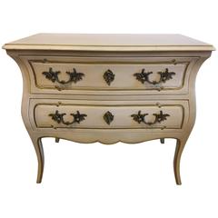 White and Gilt Decorated Louis XV Style Bombe Commode 4