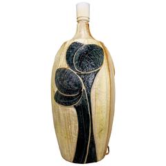 Grande lampe en grès noir et crème de Noomi Backhausen pour Soholm Pottery, années 1980