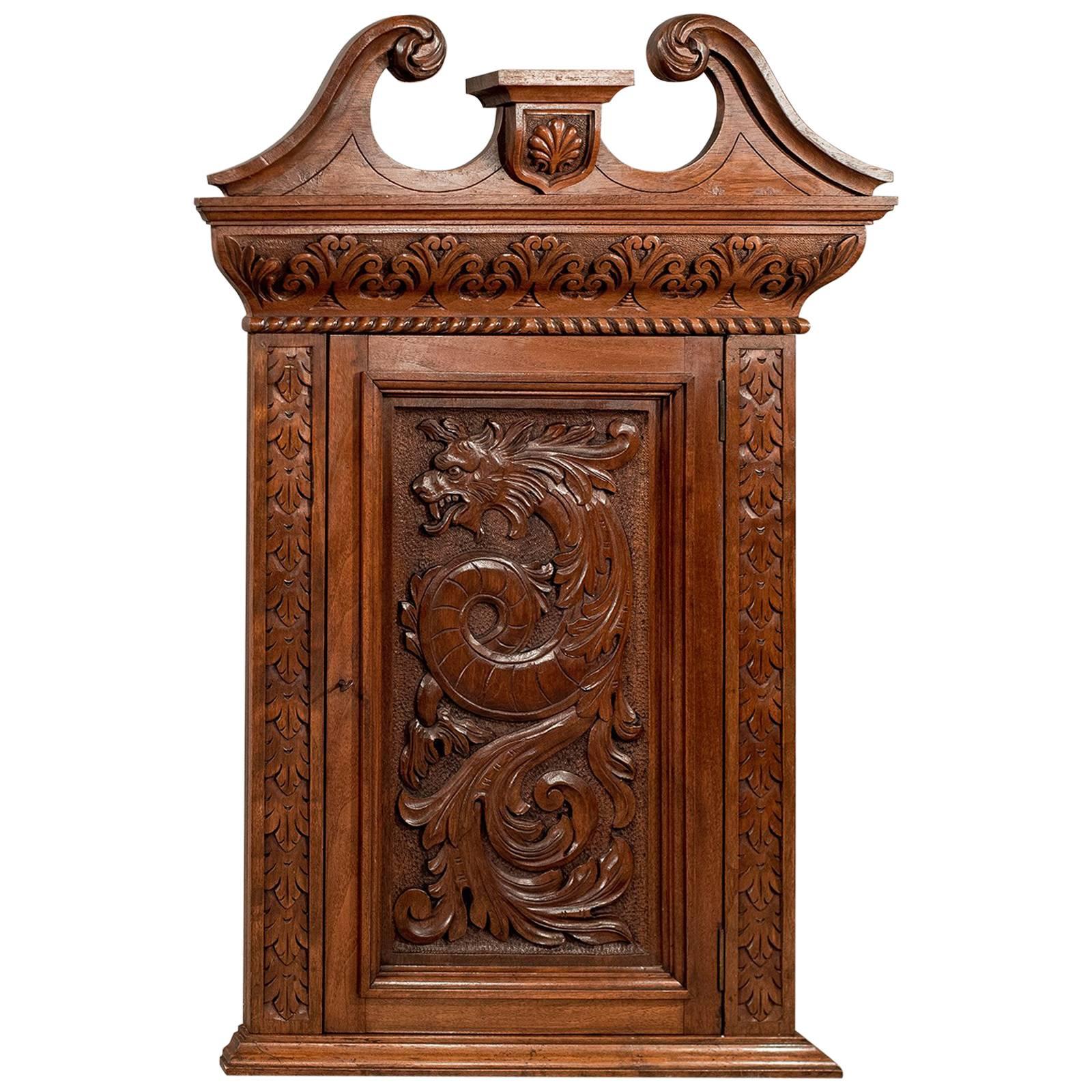Walnut Carved Corner Cabinet Cupboard Quality Edwardian Oriental, circa 1910